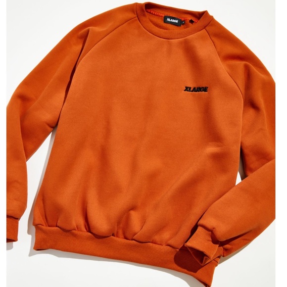 NWT! XLARGE Raglan Crew Neck Sweatshirt Large Brown/ Orange - Picture 2 of 9